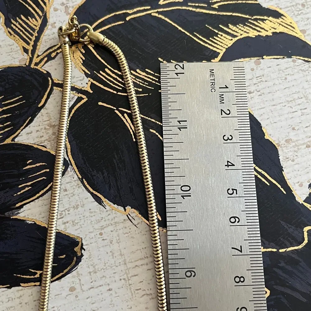 Vintage Golden Boho Pendant Necklace - Hammered Brutalist Style Painted White - Picture 7 of 7